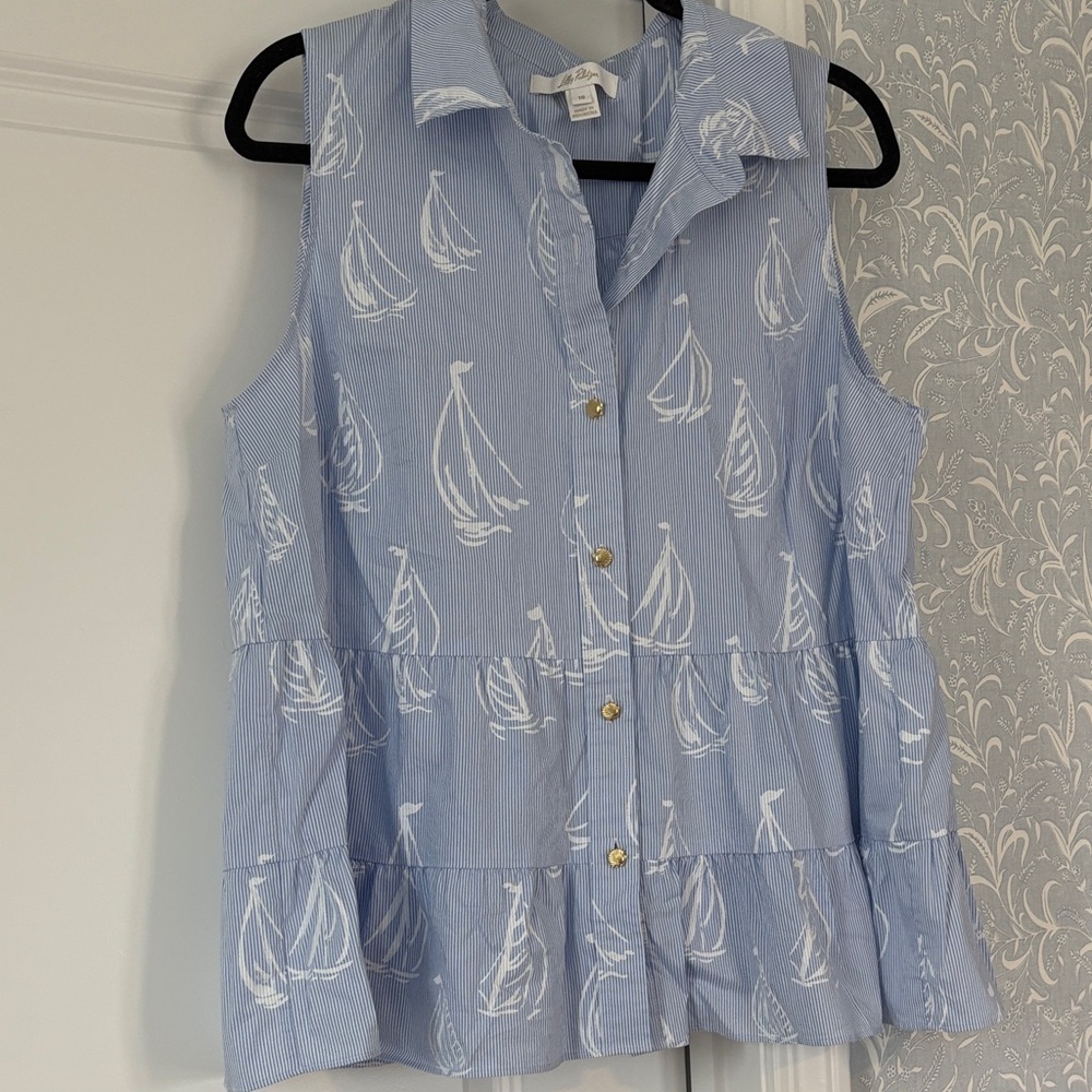 Lilly Pulitzer Womens Breah Sleeveless Button-Down